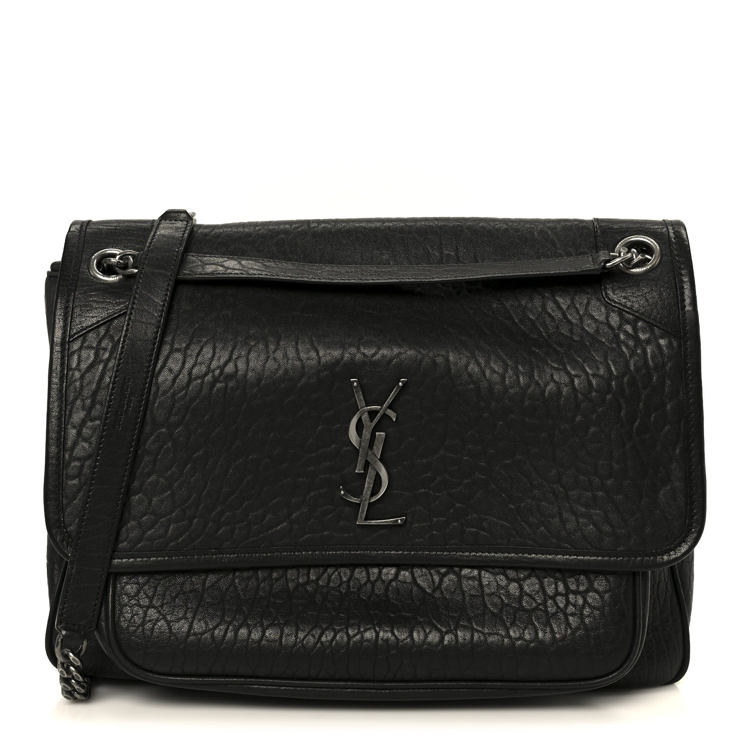 Saint Laurent Grained Lambskin Monogram Large Niki Chain Satchel Black 1 of 11