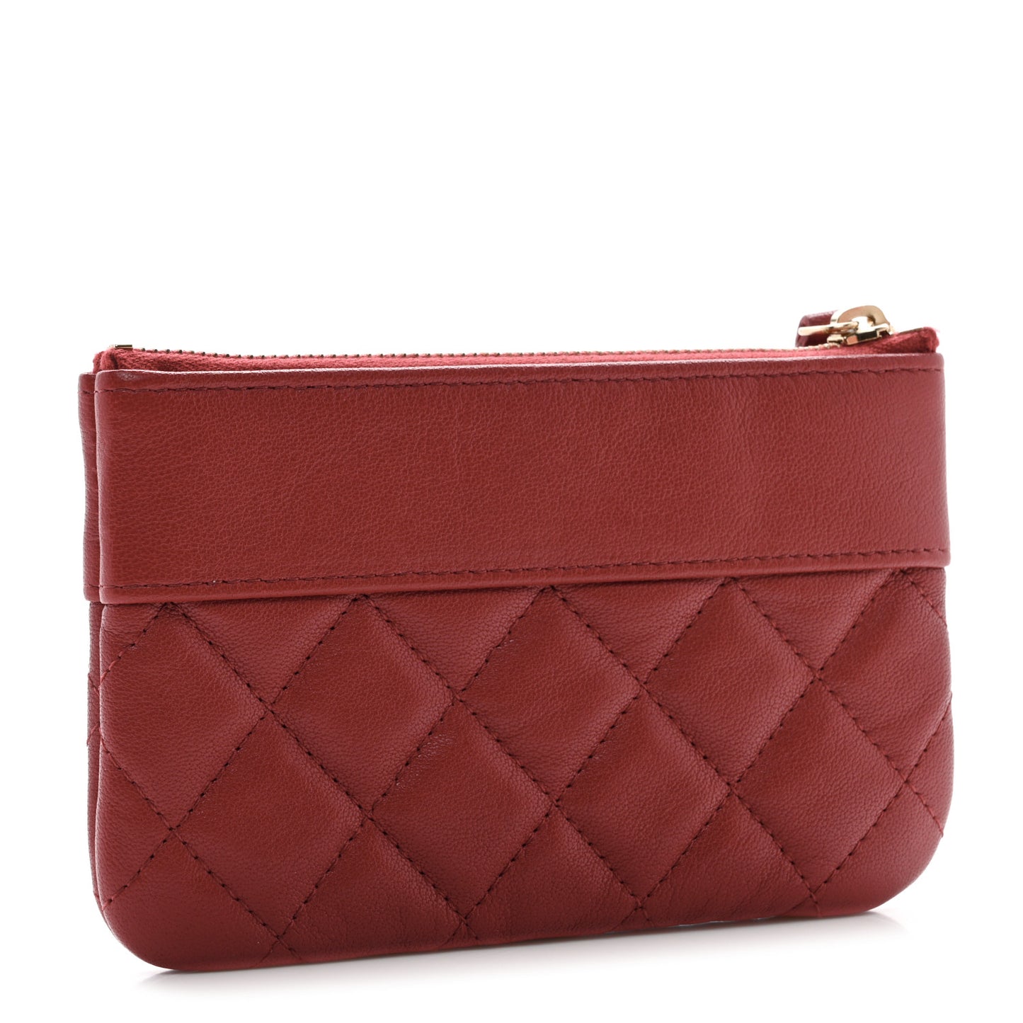 Sheepskin Quilted Small Vintage Mademoiselle Cosmetic Case Red