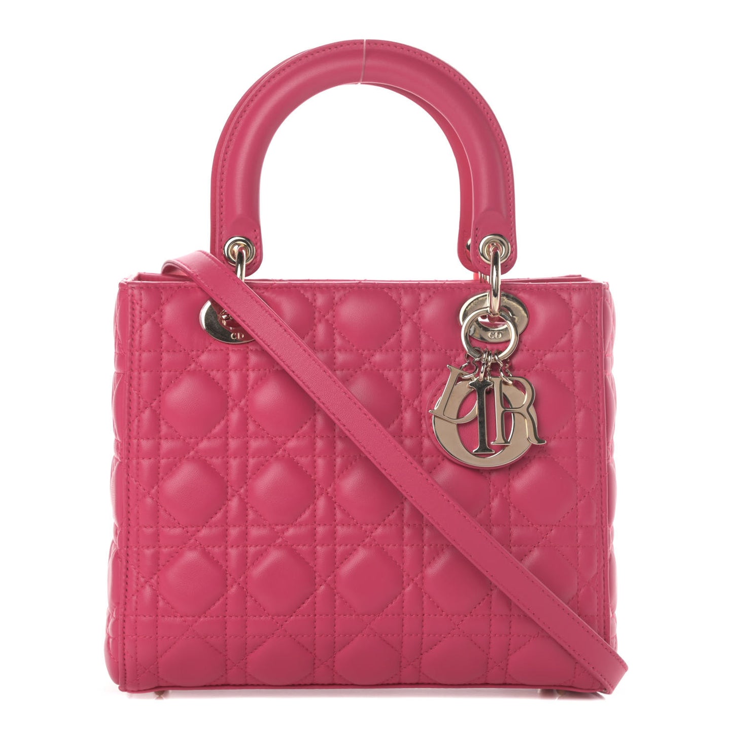Lambskin Cannage Medium Lady Dior Fuchsia