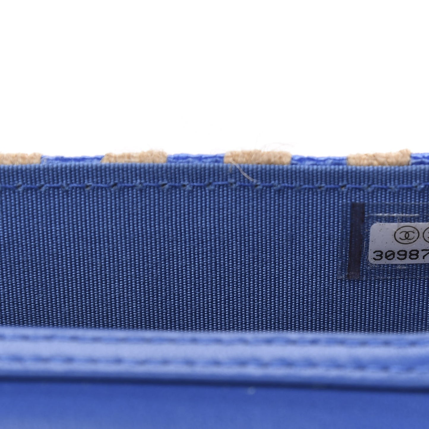 Raffia Jute Striped Belt Bag Blue Beige