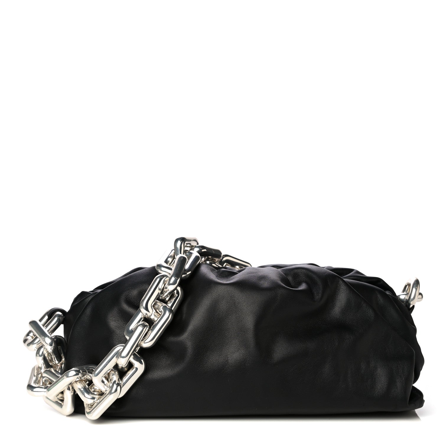 Bottega Veneta Calfskin The Pouch Chain Black 1 of 8