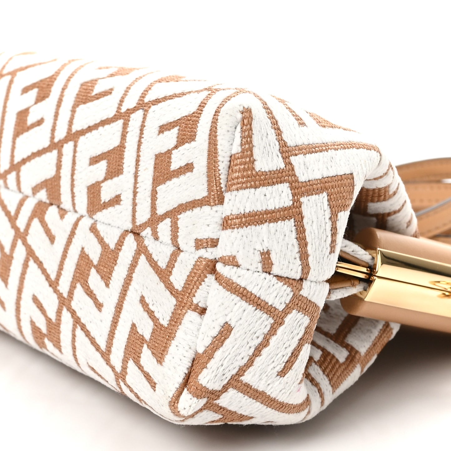 Raffia Chenille Shiny Nappa FF 1974 Small Fendi First Natural White Miele Scuro