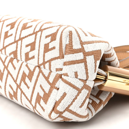 Fendi Raffia Chenille Shiny Nappa FF 1974 Small Fendi First Natural White Miele Scuro 10 of 10