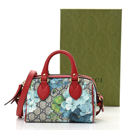 Gucci GG Supreme Monogram Blooms Mini Boston Navy Blue Hibiscus 11 of 11