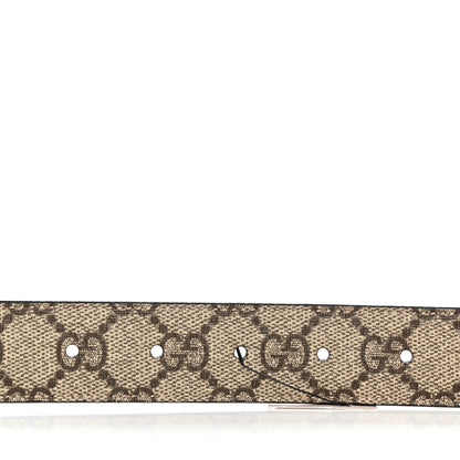 Gucci GG Supreme Monogram Plutone Calfskin Enamel Double G 30mm Belt 115 46 Beige Ebony New Cherry Red 5 of 5