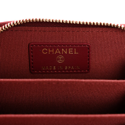 Chanel Caviar Quilted Zip Around Coin Purse Burgundy 6 of 8