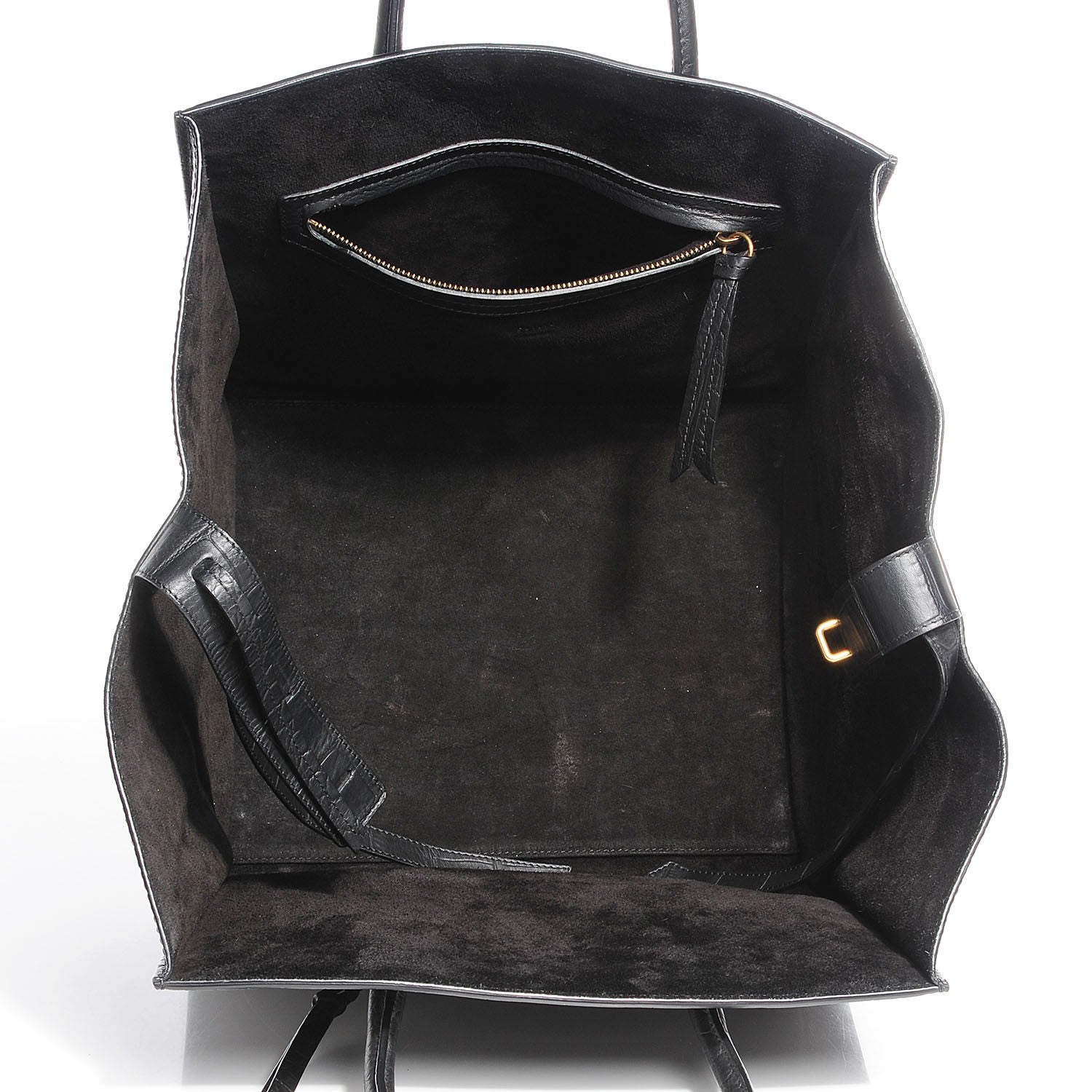 Celine Crocodile Embossed Medium Phantom Luggage Black 7 of 7
