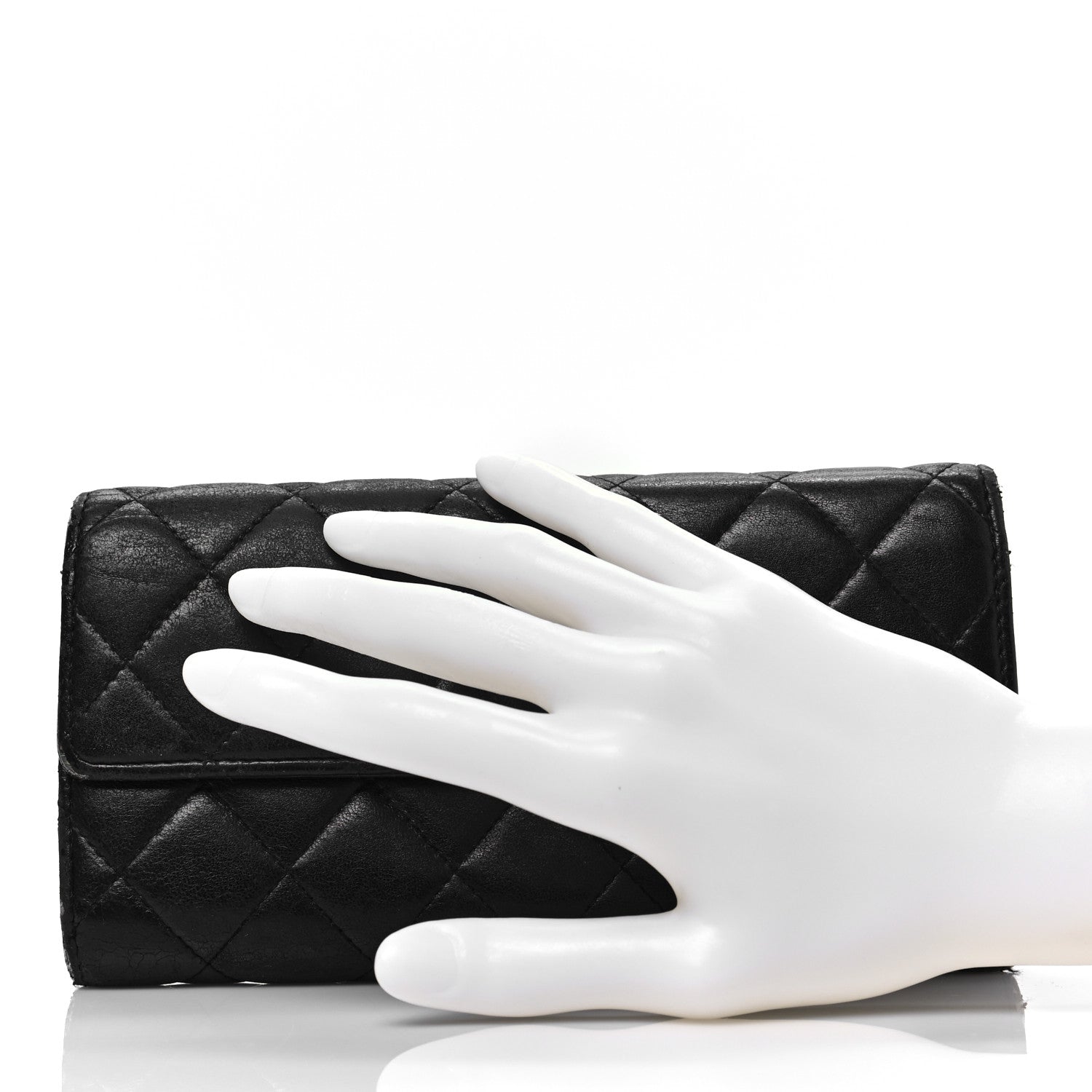 Chanel Lambskin Quilted Large Gusset Flap Wallet Black 2 of 12