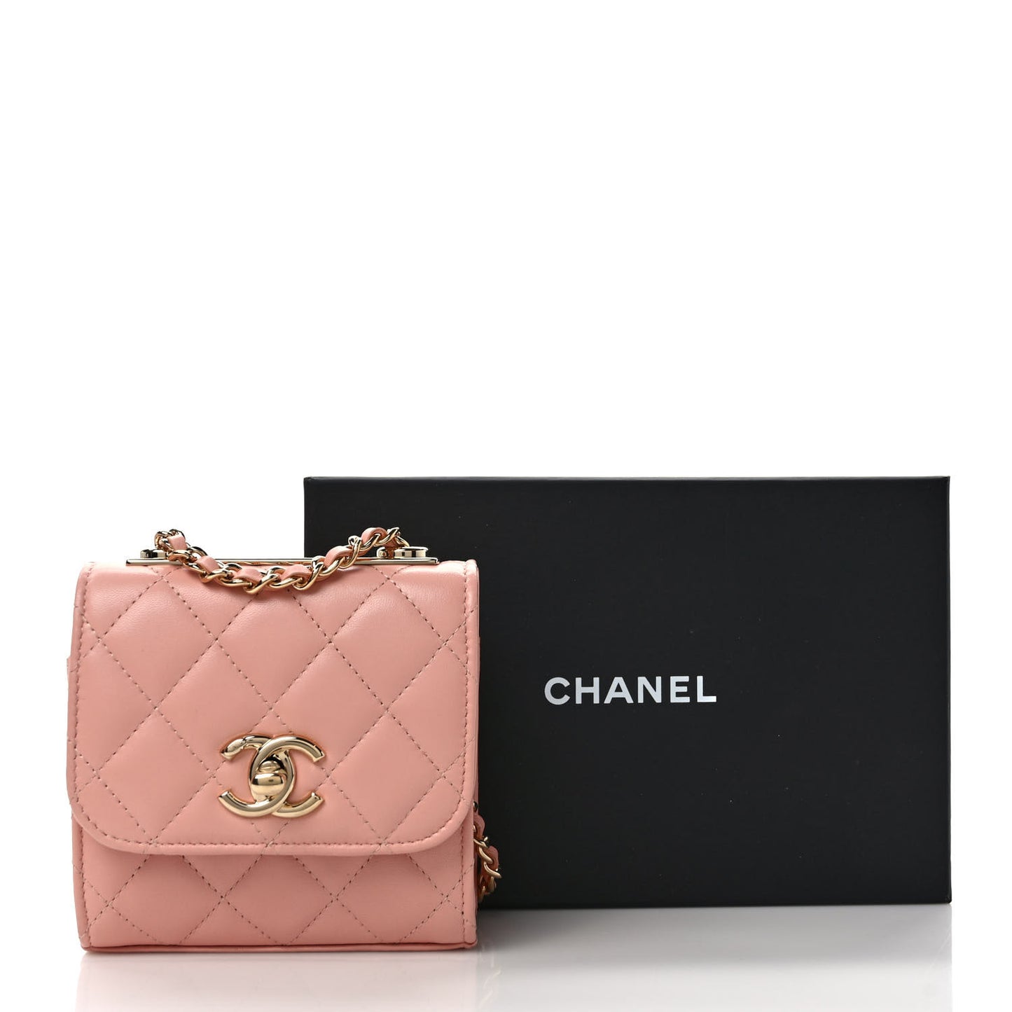 Lambskin Quilted Mini Trendy CC Chain Wallet Pink