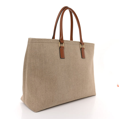 Celine Canvas Calfskin Paris Horizontal Cabas Tan 3 of 10