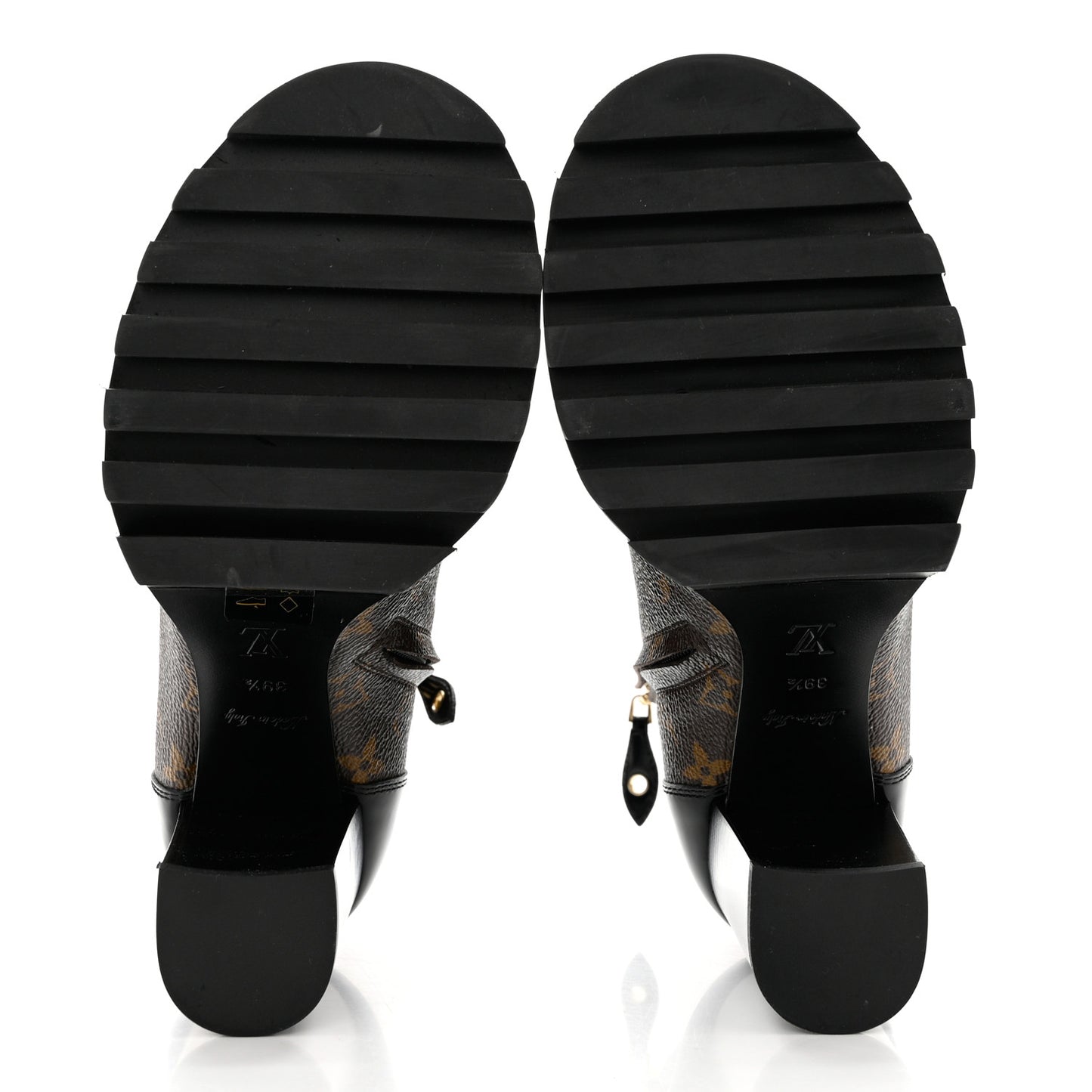 Patent Calfskin Monogram Star Trail Ankle Boots 39.5 Black