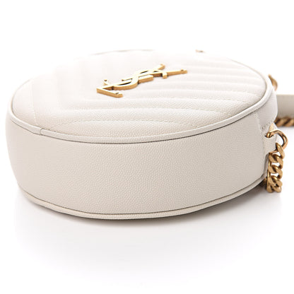 Saint Laurent Grain De Poudre Matelasse Chevron Quilted Round Vinyle Camera Bag White 8 of 9