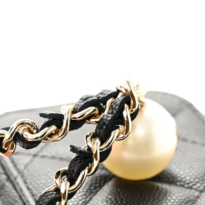 Chanel Caviar Quilted Mini Pearl On Top Vanity Case With Chain Black 13 of 13