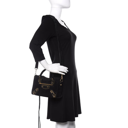 Balenciaga Baby Daim Suede Gold Metallic Edge Hardware Mini City Black 2 of 10