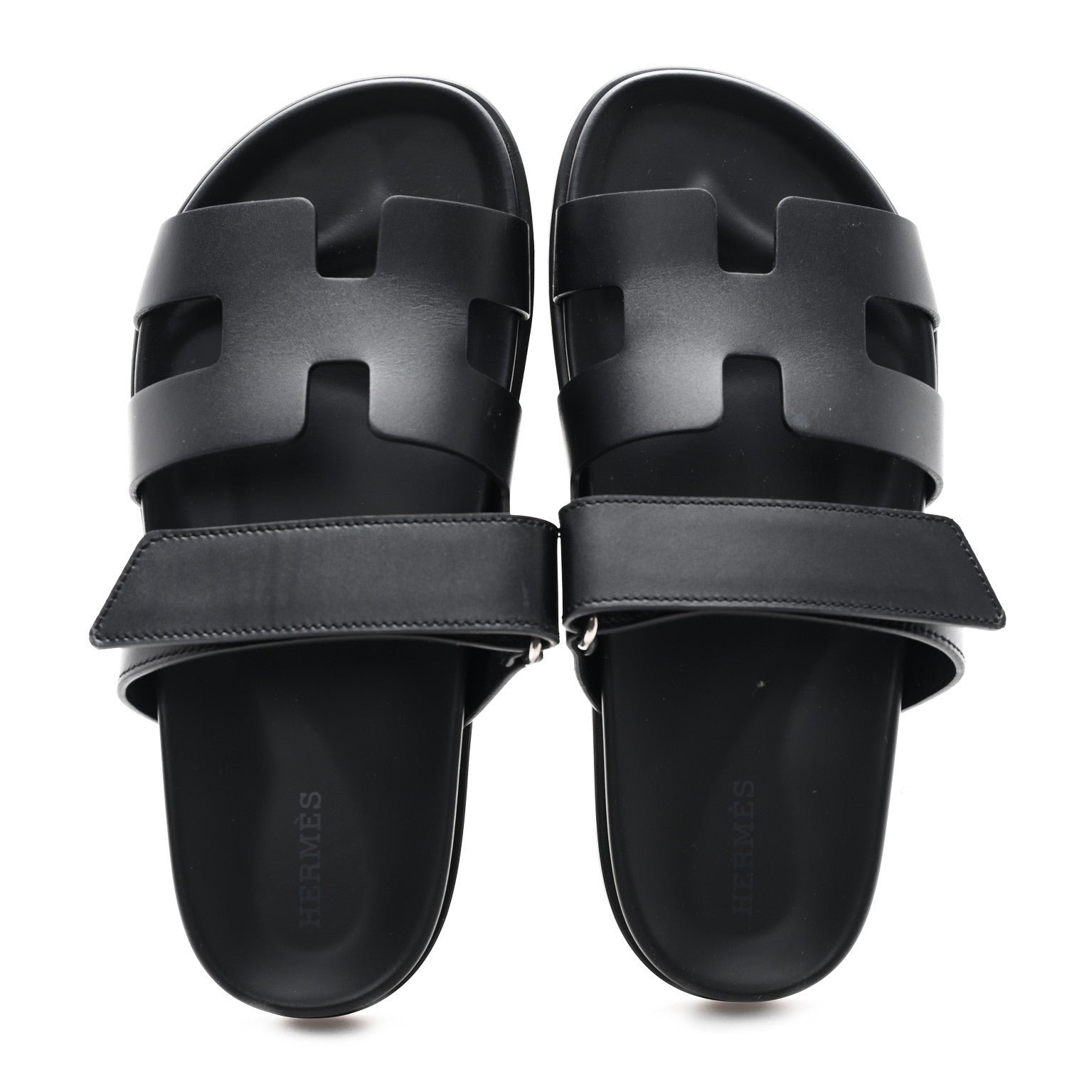 Hermes Calfskin Womens Chypre Sandals 37 Black 2 of 10