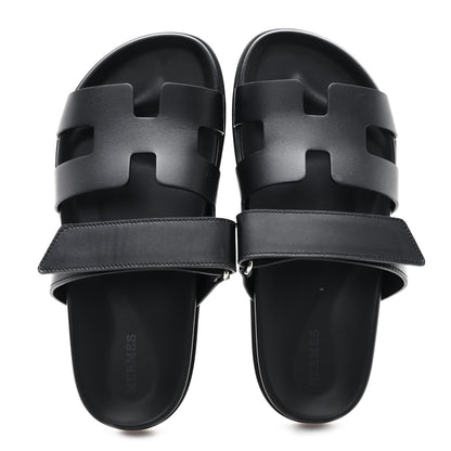 Hermes Calfskin Womens Chypre Sandals 37 Black 2 of 10