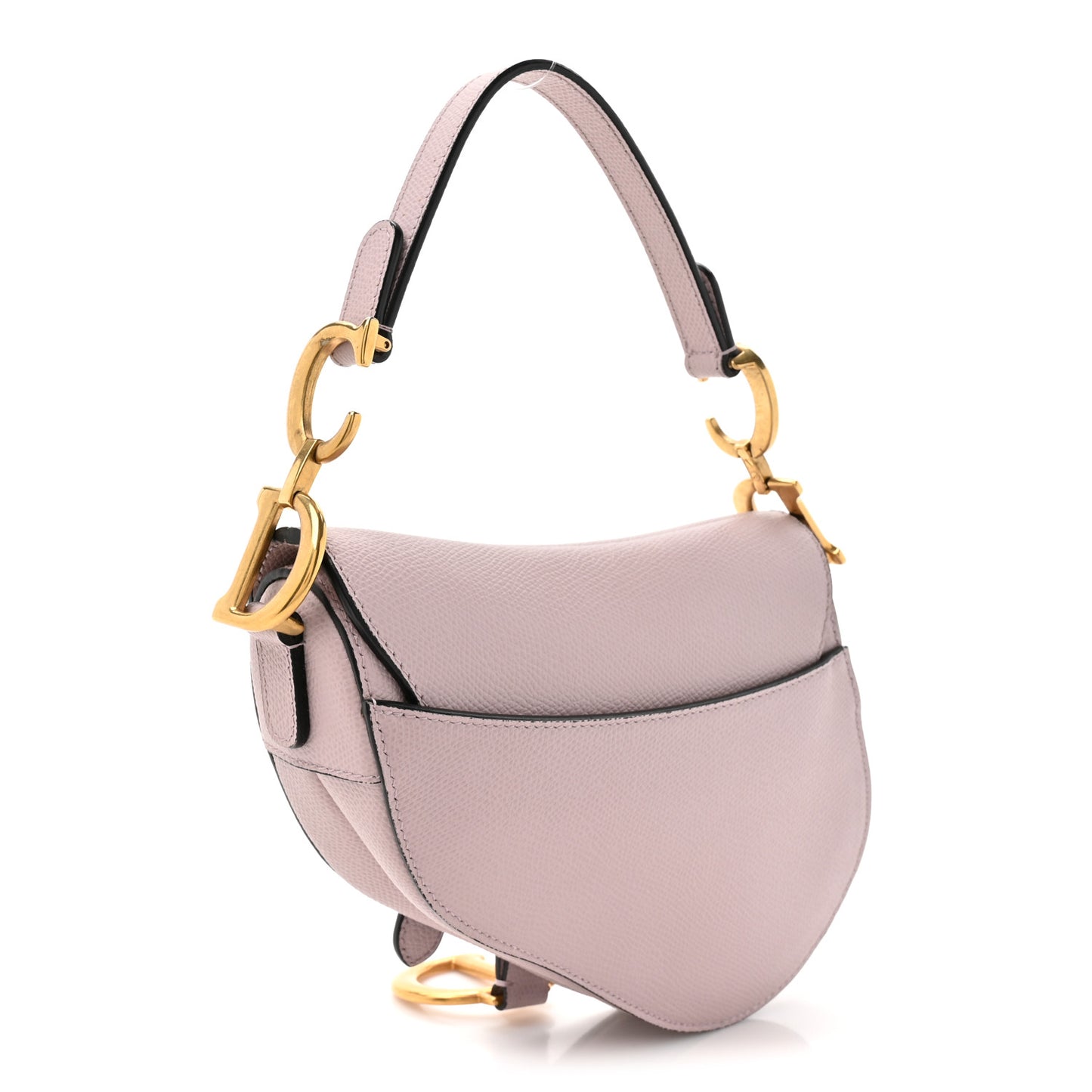 Grained Calfskin Mini Saddle Bag Light Pink