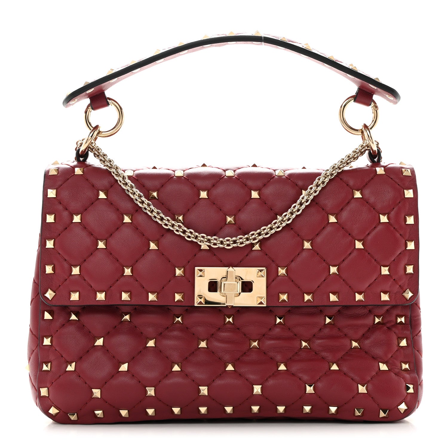 Valentino Garavani Nappa Medium Rockstud Spike Shoulder Bag Rubino 1 of 9