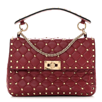 Valentino Garavani Nappa Medium Rockstud Spike Shoulder Bag Rubino 1 of 9