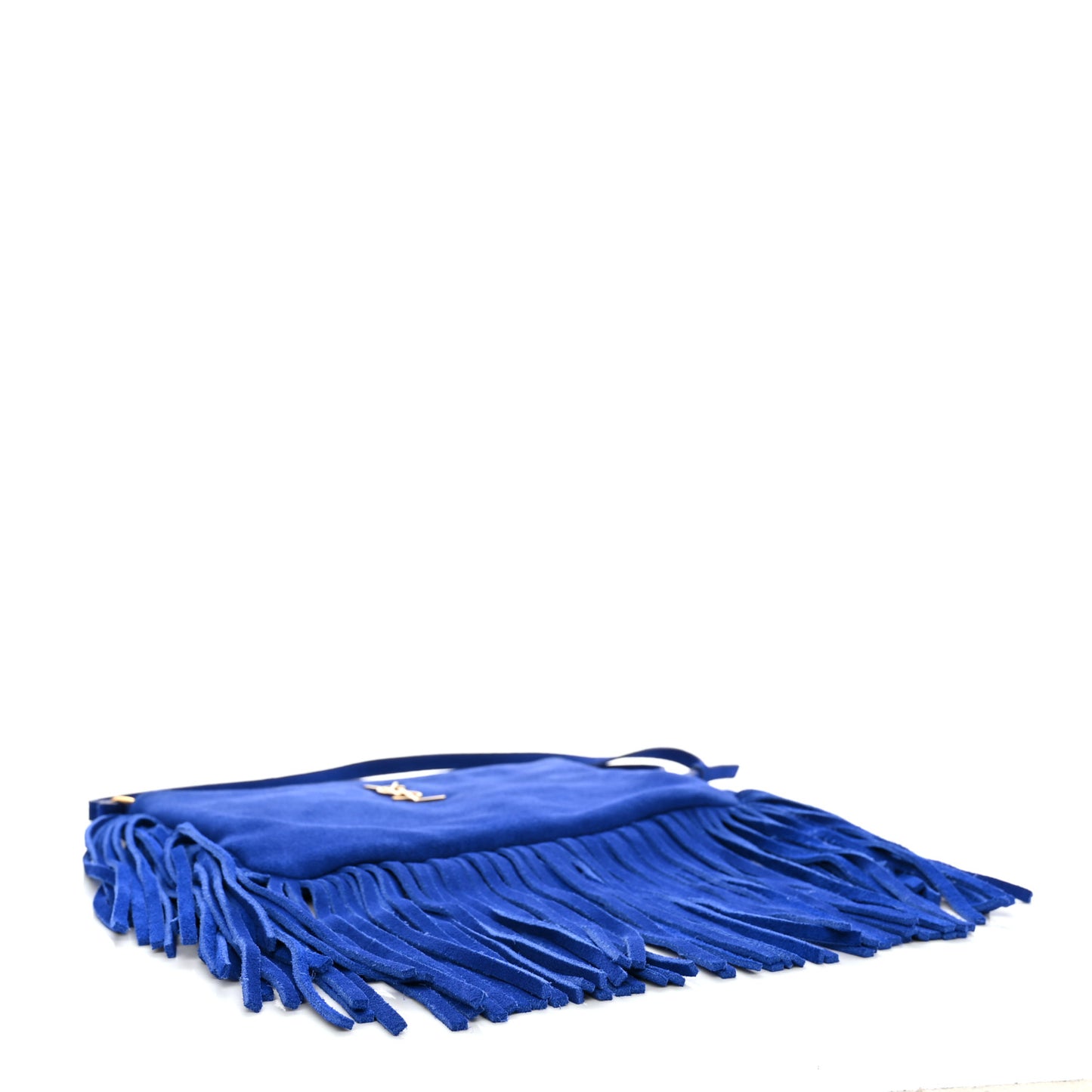 Suede Calfskin Small Fringe Crossbody Bag Blue