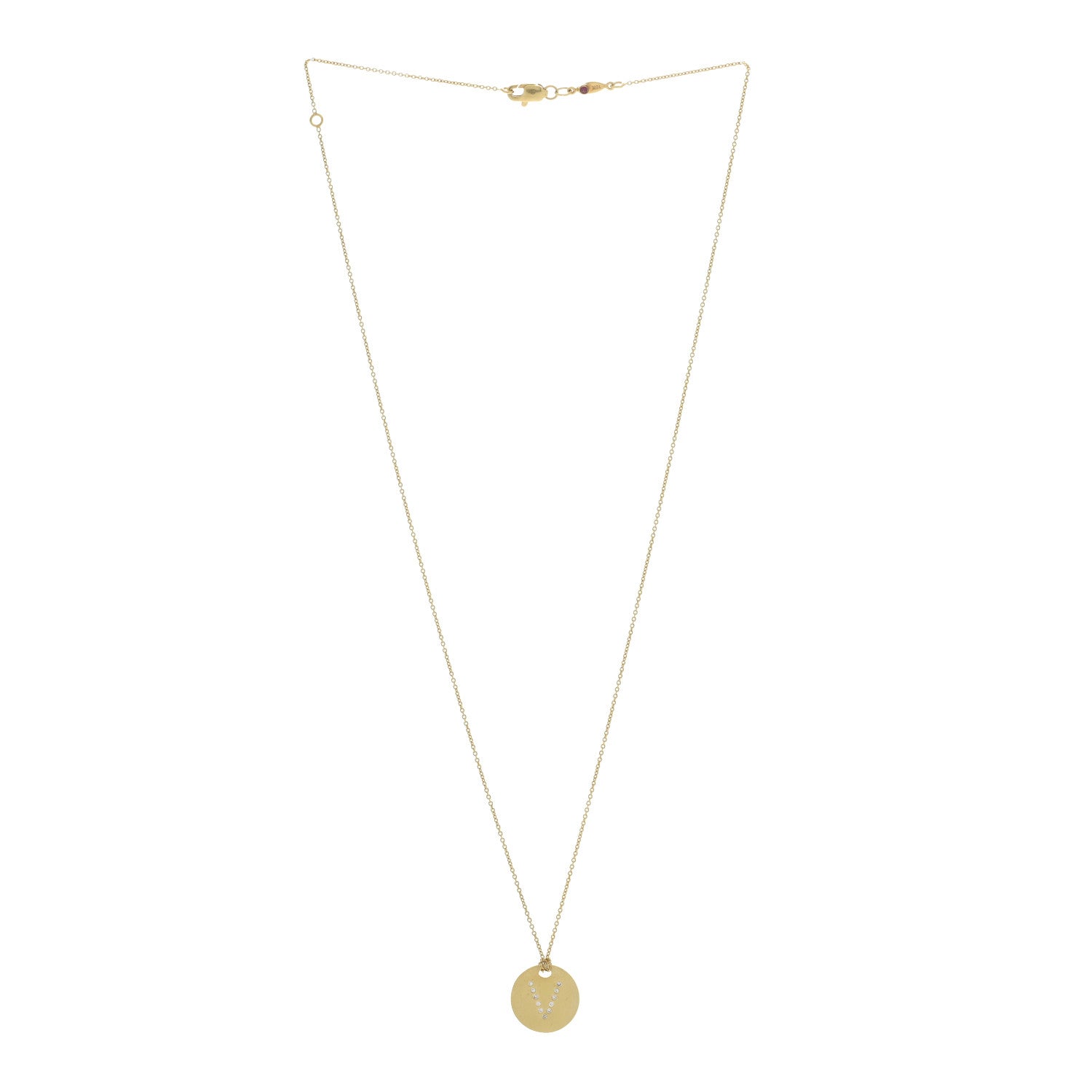 Roberto Coin 18K Yellow Gold Diamond Tiny Treasures Initial V Pendant Necklace 2 of 5