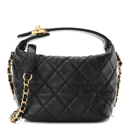 Chanel Lambskin Quilted Small Perfect Meeting Hobo Black 1 of 10