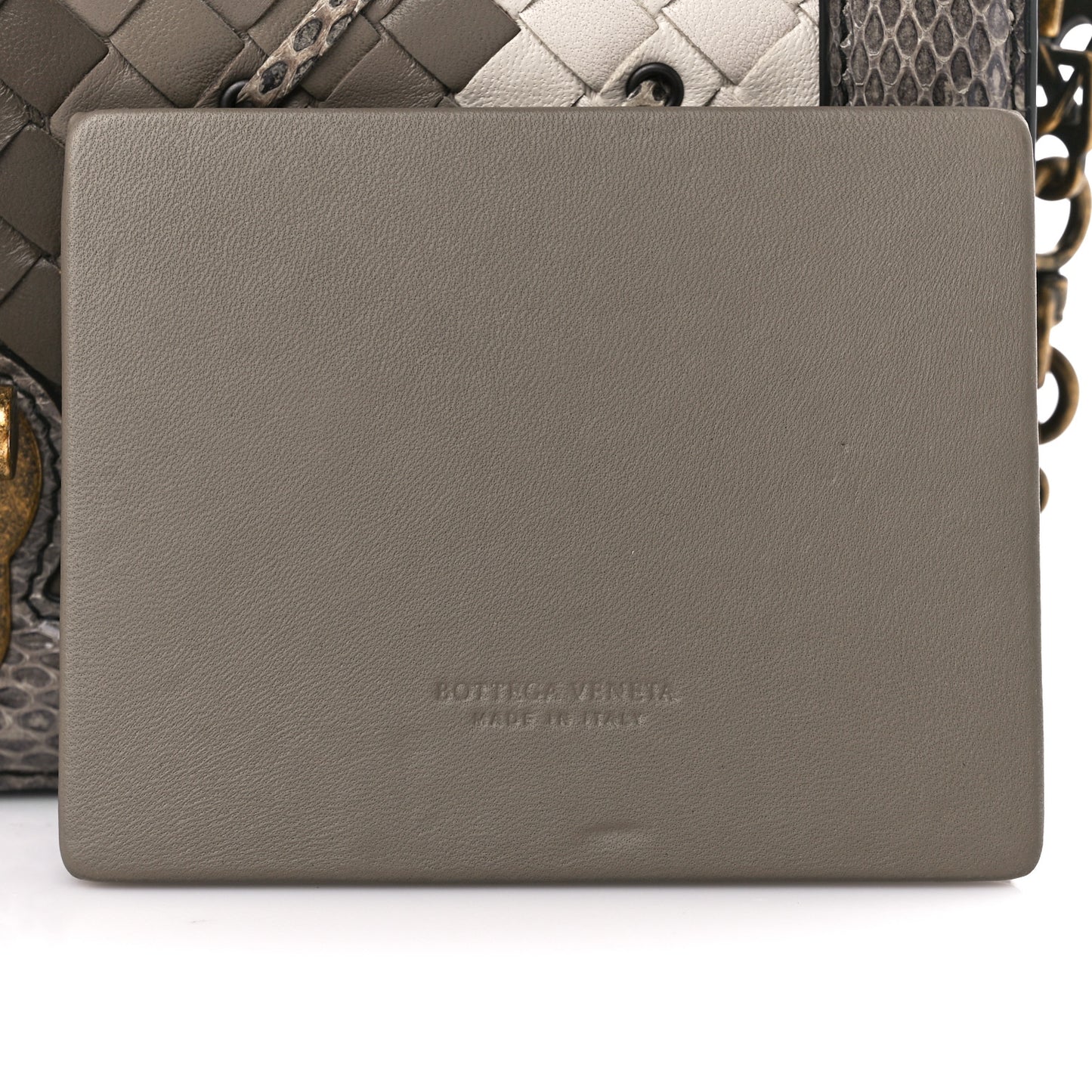 Nappa Ayers Intrecciato Club Stitch Knot Clutch Mist