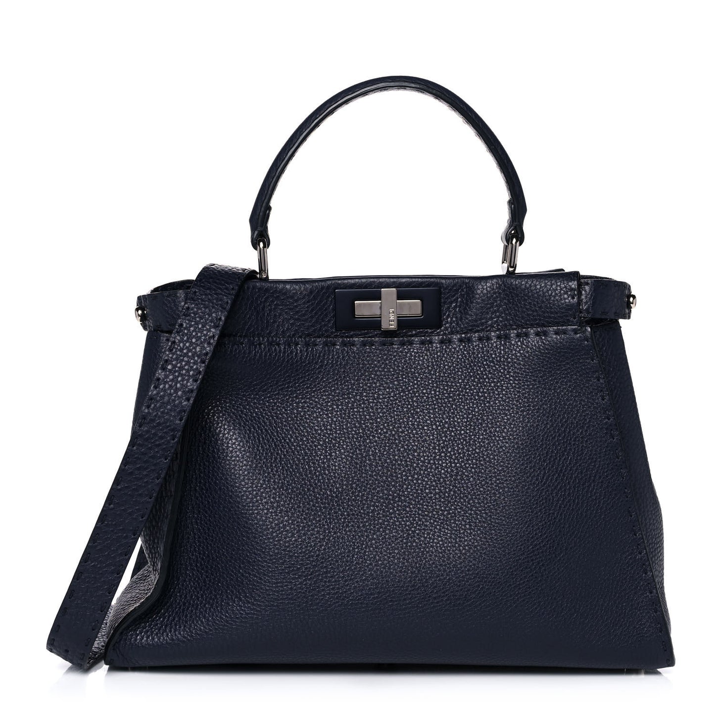 Cuoio Romano Selleria Medium Peekaboo Iconic Satchel Blue Notte