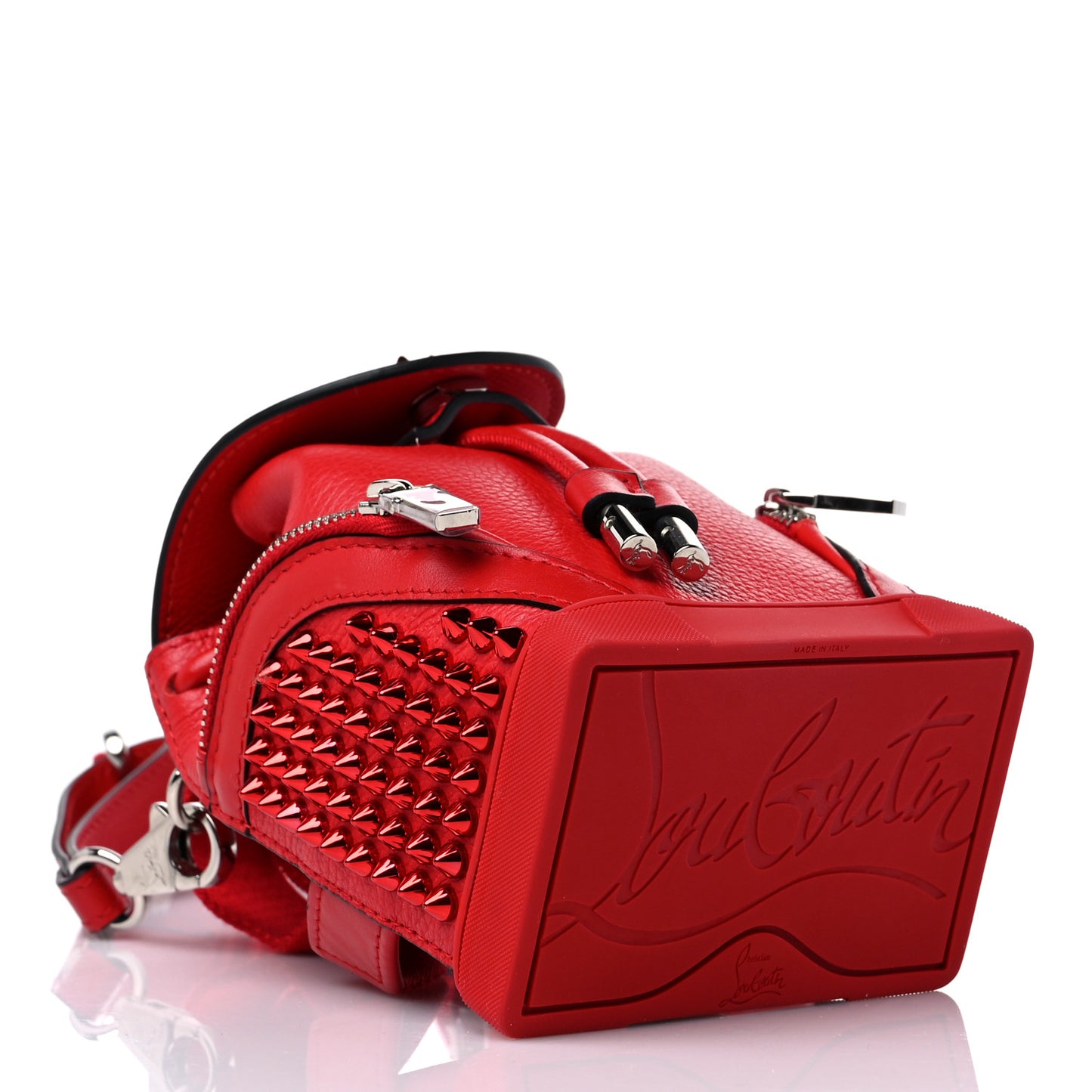 Calfskin Spiked Mini Explorafunk Keyring Bag Loubi
