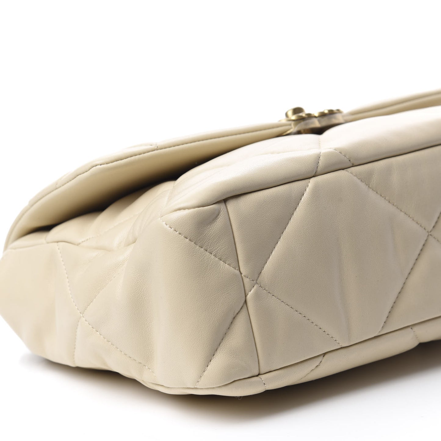Lambskin Quilted Large 19 Flap Beige