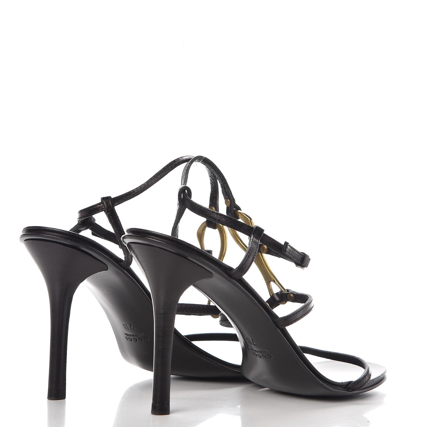 Gucci Calfskin Strappy Sandals 7 Black 4 of 10