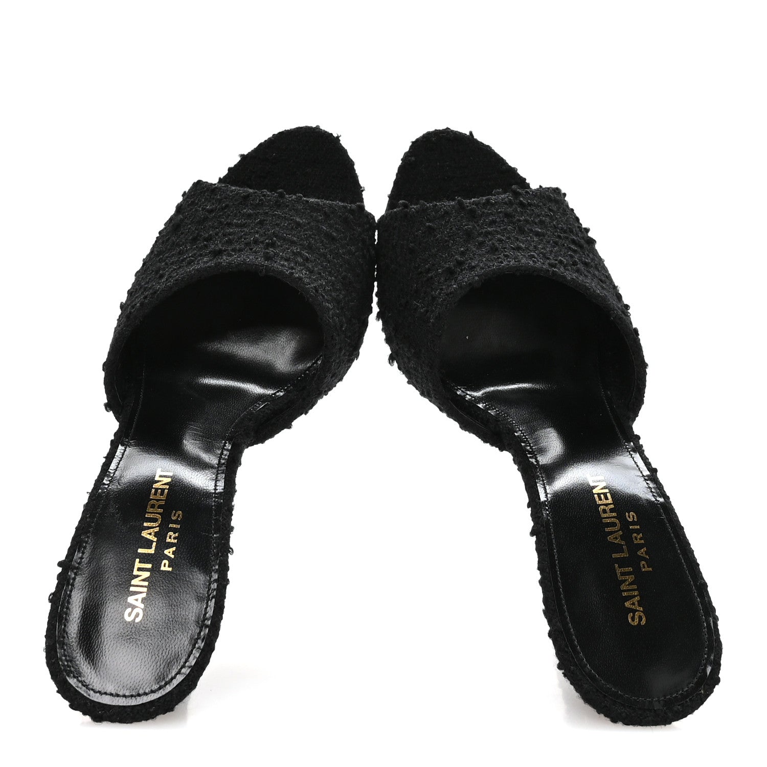 Saint Laurent Boucle Tweed La 16 95 Mule Sandals 37 Black 2 of 9