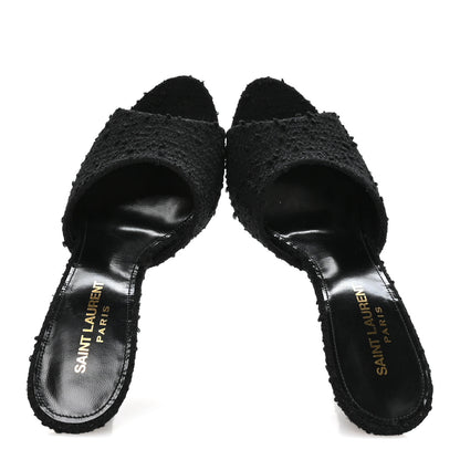 Saint Laurent Boucle Tweed La 16 95 Mule Sandals 37 Black 2 of 9