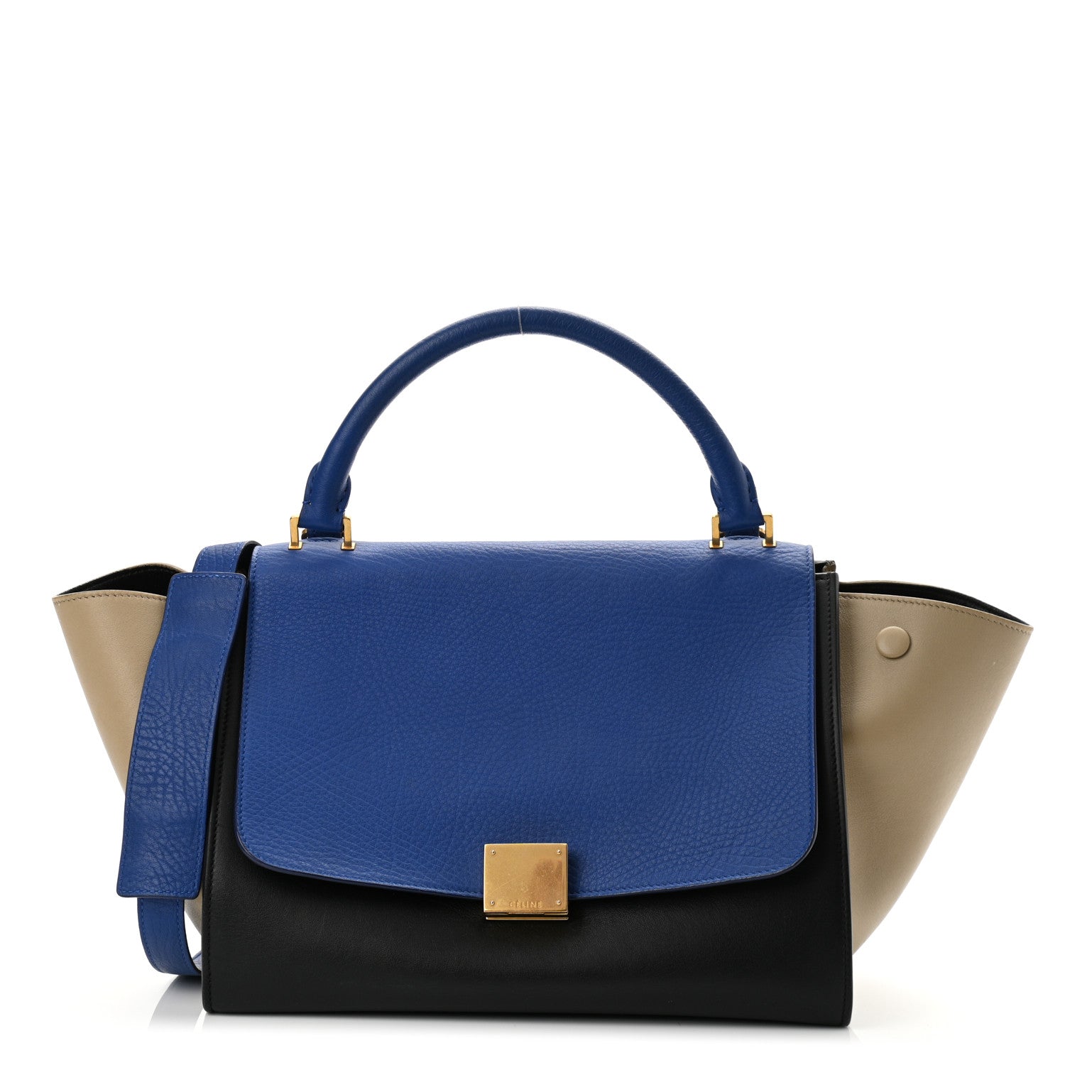 Celine Elephant Calfskin Small Tri-Color Trapeze Indigo 1 of 11