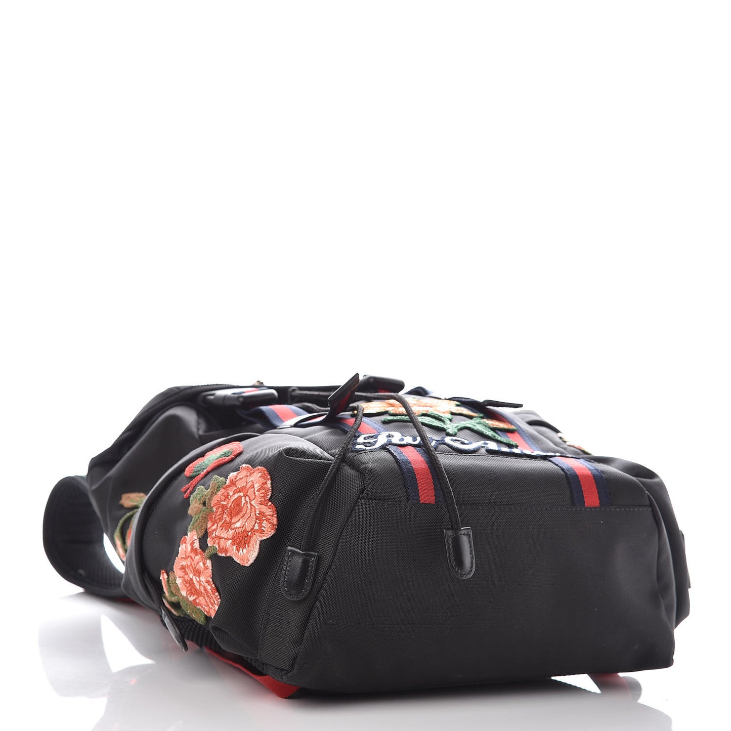 Techno Canvas Web L'Aveugle Par Amour Embroidered Double Buckle Backpack Black