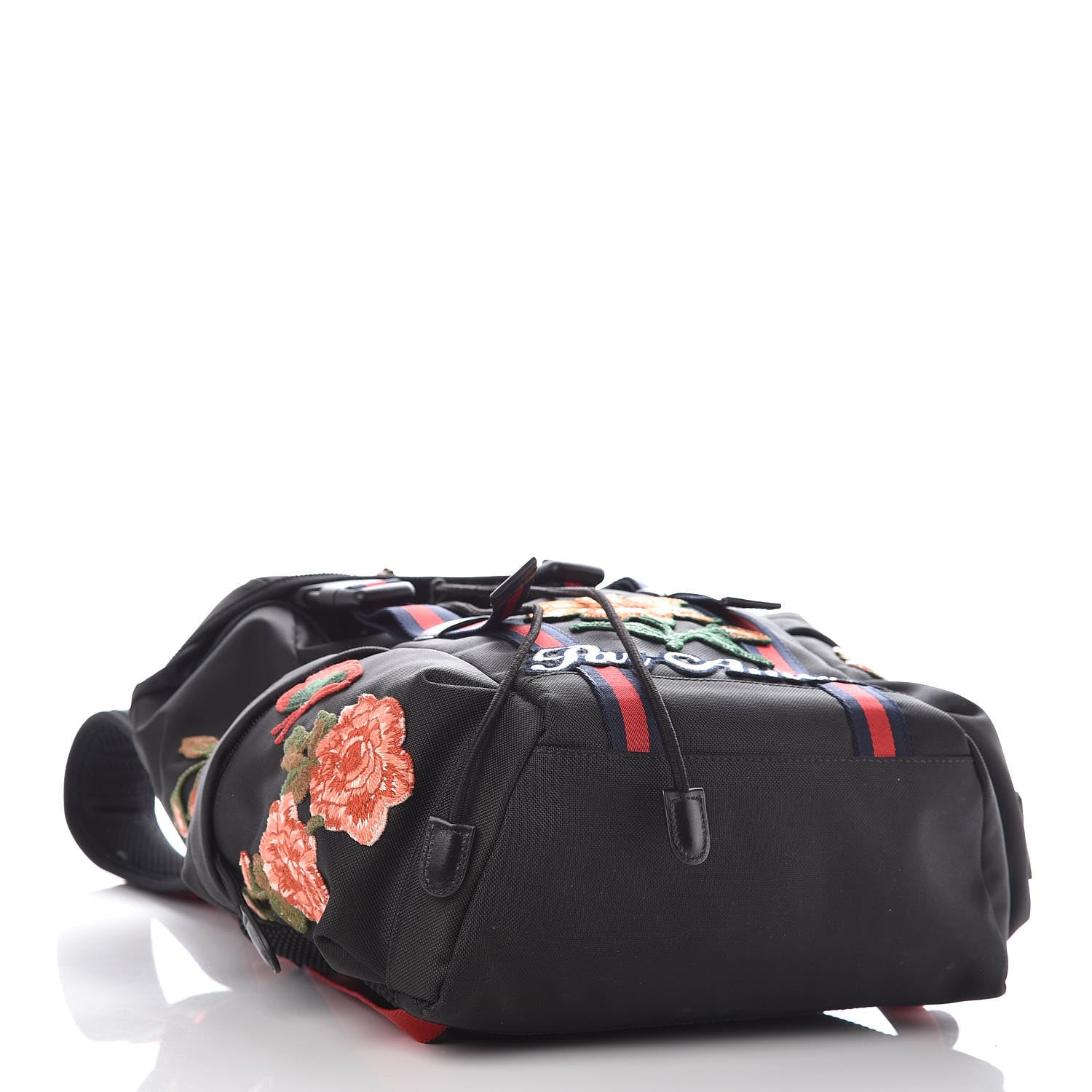 Gucci Techno Canvas Web L'Aveugle Par Amour Embroidered Double Buckle Backpack Black 4 of 10
