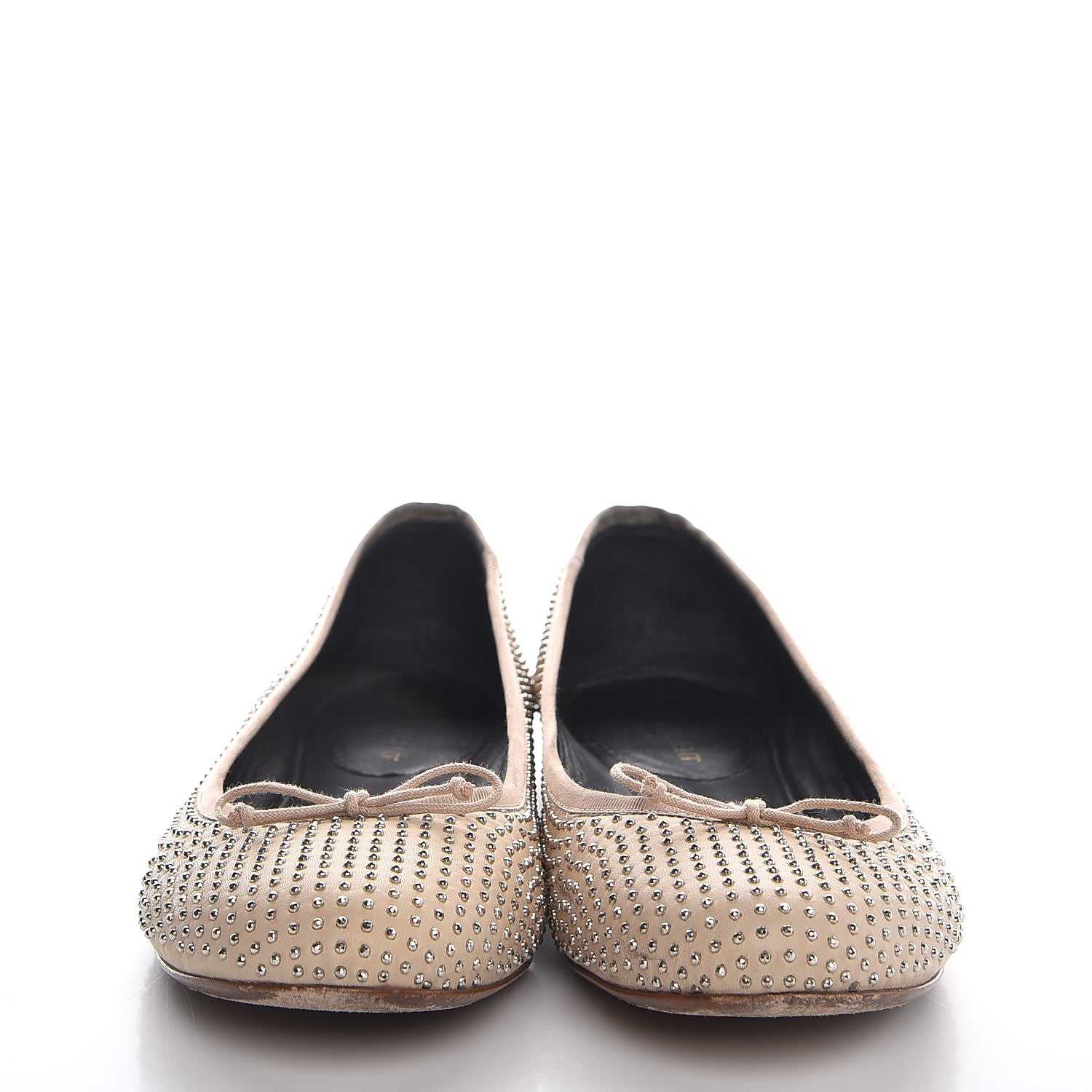 Saint Laurent Nappa Studded Dance 05 Ballet Flats 39.5 Beige 2 of 10