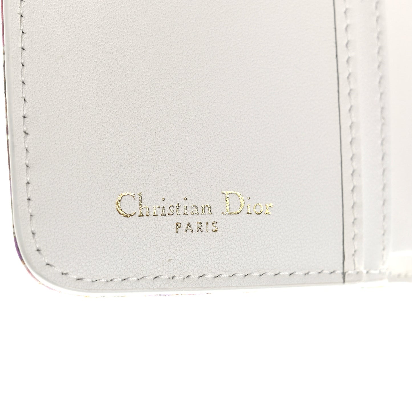 Calfskin Caro Freesia Zipped Wallet White Multicolor