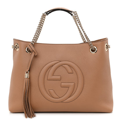 Gucci Pebbled Calfskin Medium Soho Chain Shoulder Bag Camelia 1 of 8
