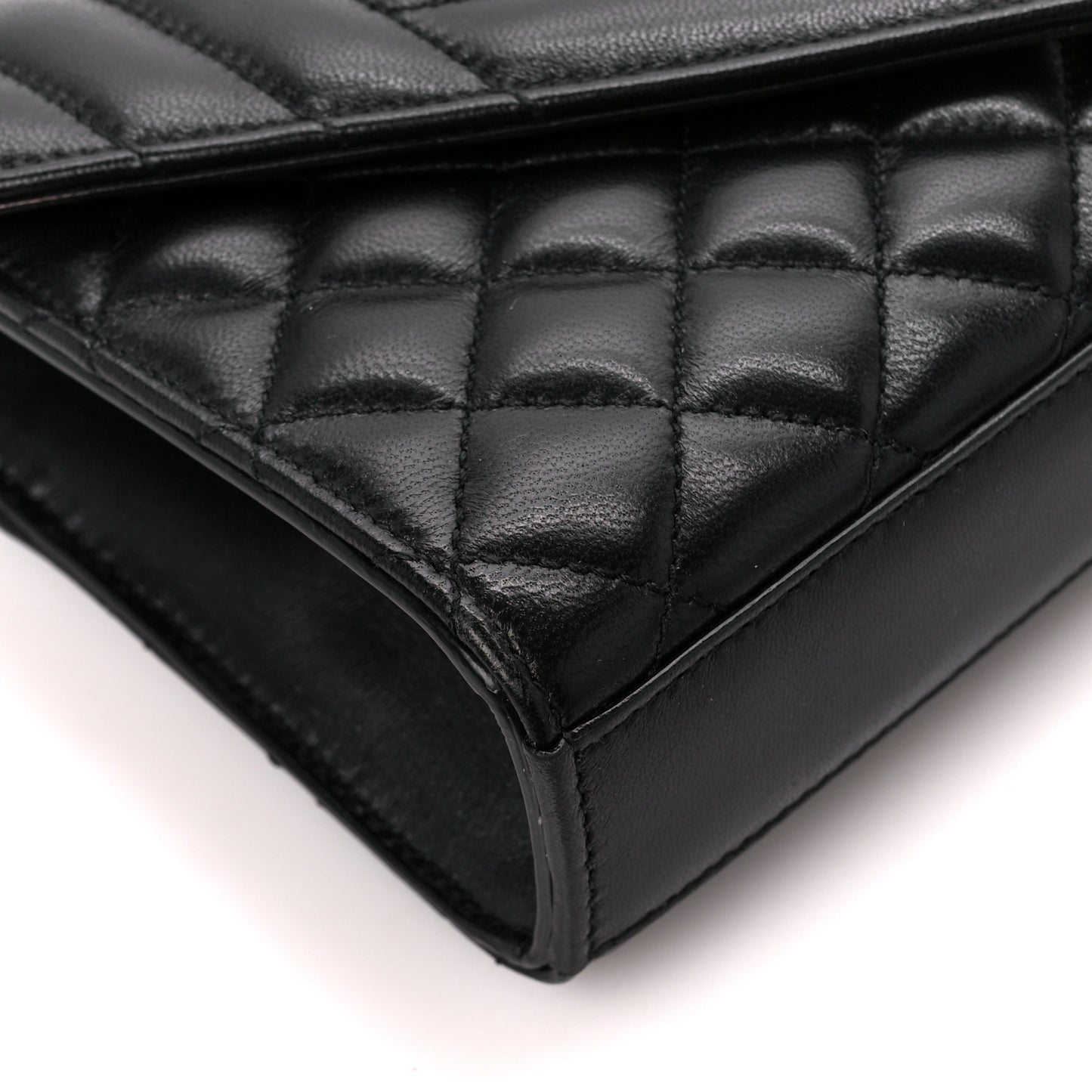 Lambskin Mixed Matelasse Triquilt Small Monogram Satchel Black
