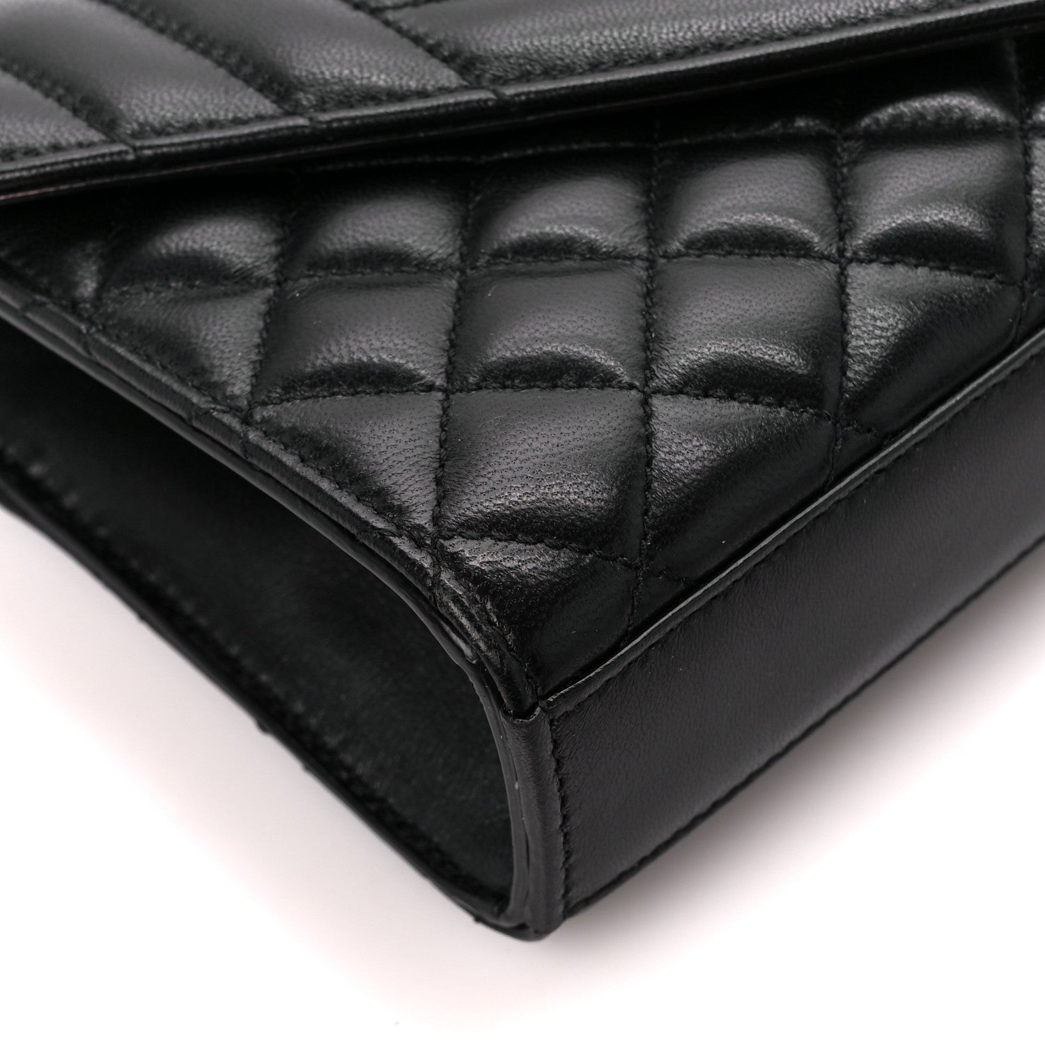 Saint Laurent Lambskin Mixed Matelasse Triquilt Small Monogram Satchel Black 10 of 12