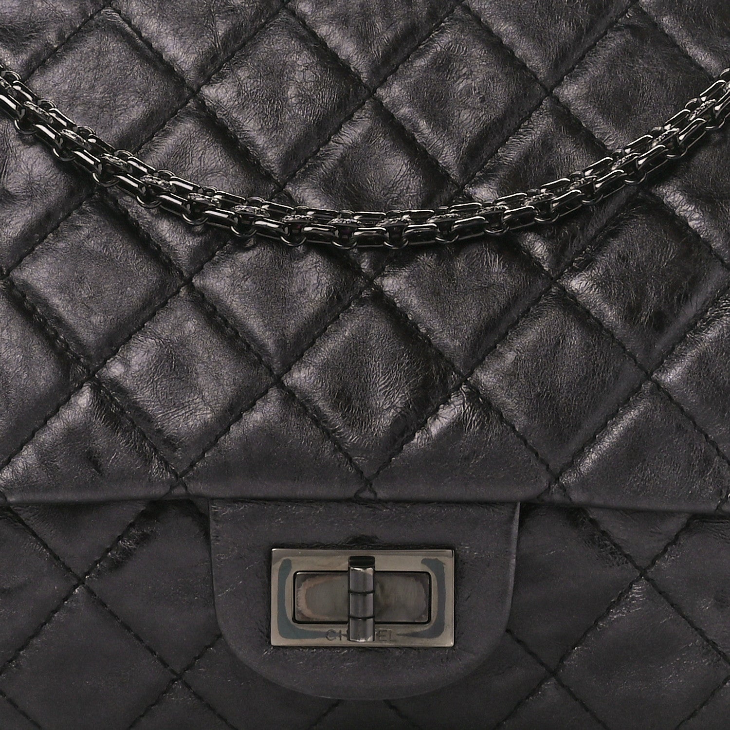 Chanel Metallic Aged Calfskin Quilted 2.55 Reissue 227 Flap So Black 8 of 10