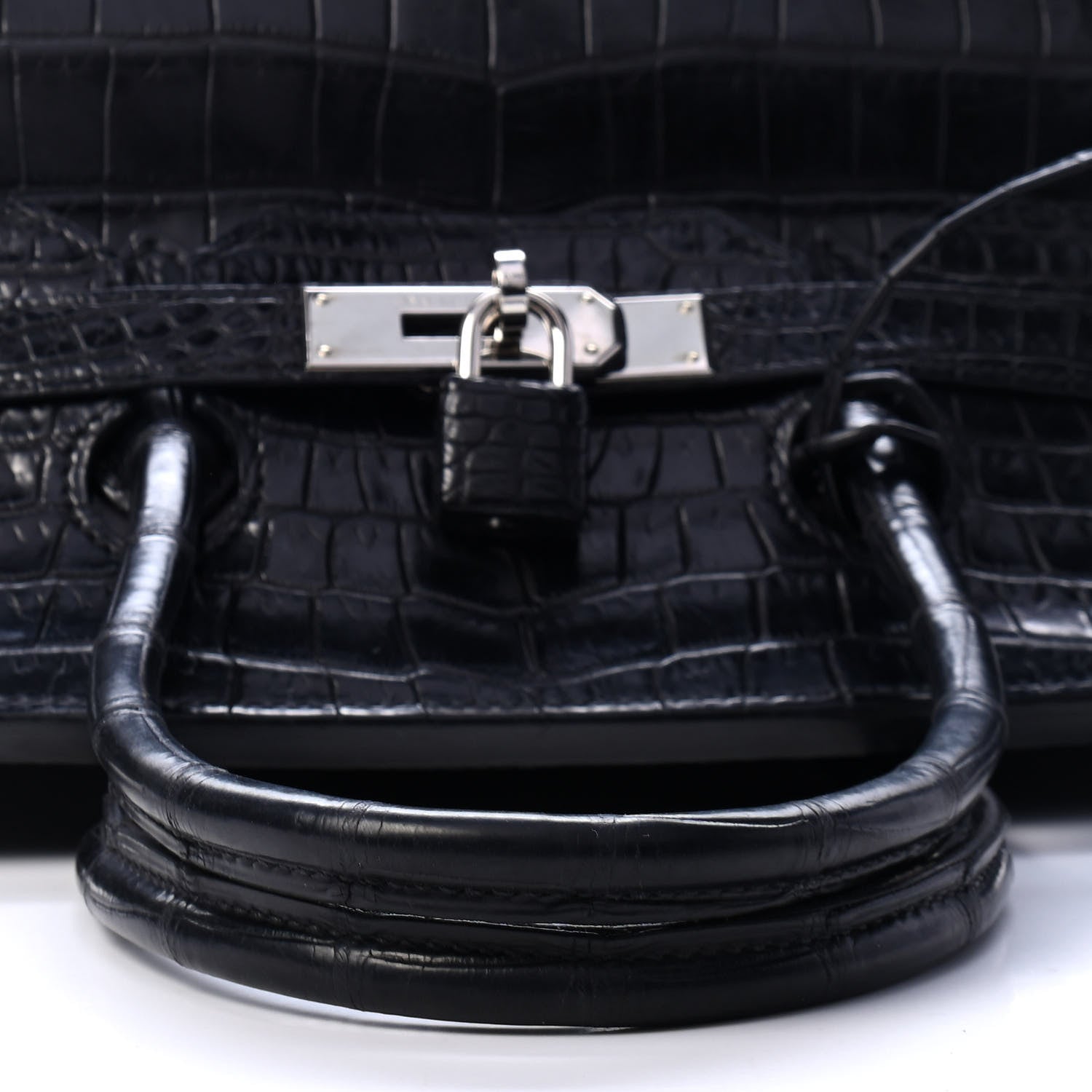 Hermes Matte Porosus Crocodile Birkin 35 Black 12 of 31