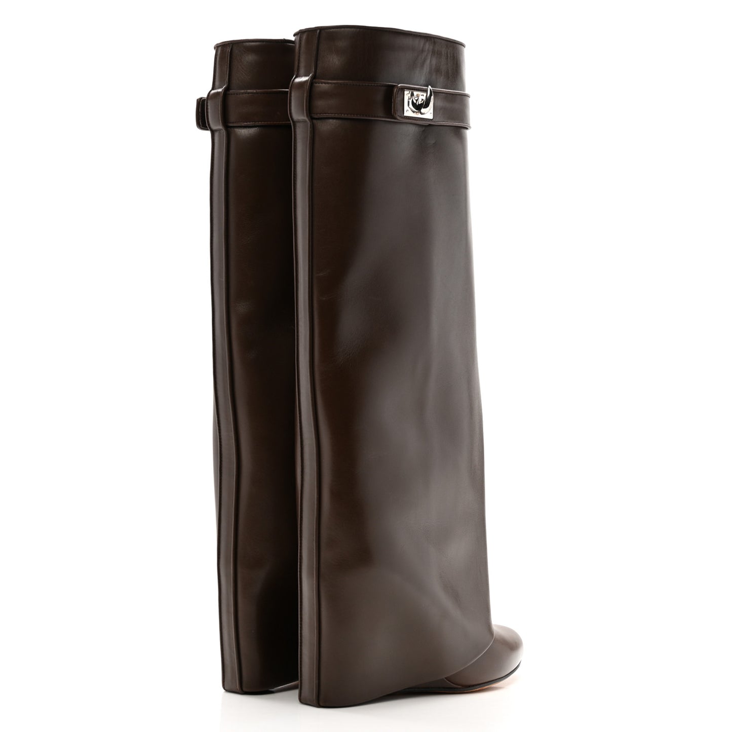Calfskin Shark Lock Pant Boots 37 Marron Fonce