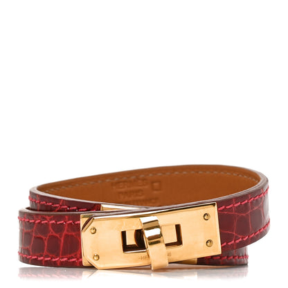 Hermes Shiny Alligator Kelly Double Tour Bracelet S Fuchsia 1 of 5