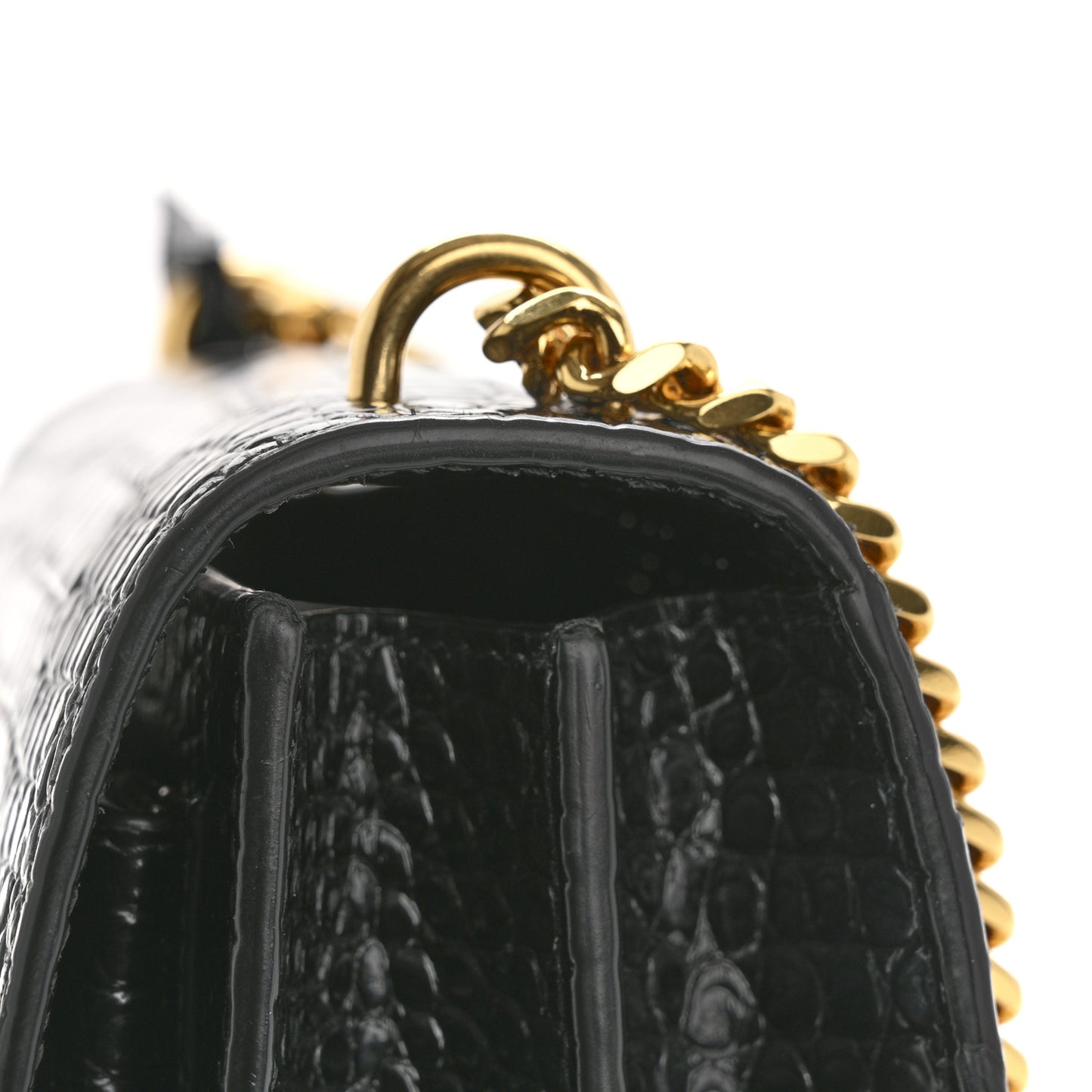 Calfskin Crocodile Embossed Medium Monogram Sunset Black