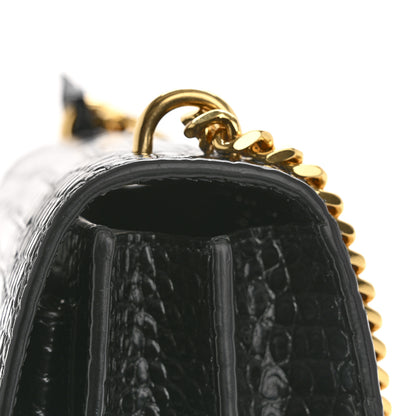 Saint Laurent Calfskin Crocodile Embossed Medium Monogram Sunset Black 11 of 14