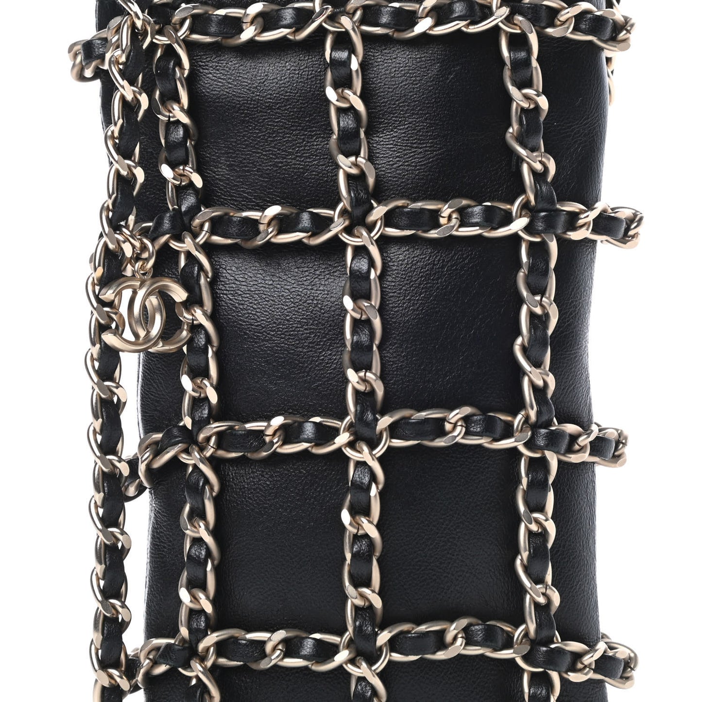 Lambskin Tech Me Out Clutch With Chain Black