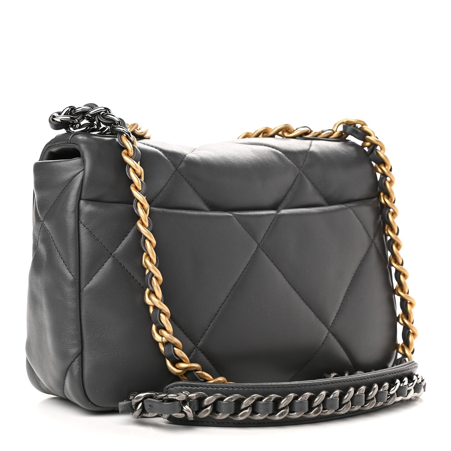 Lambskin Quilted Medium Chanel 19 Flap Dark Grey