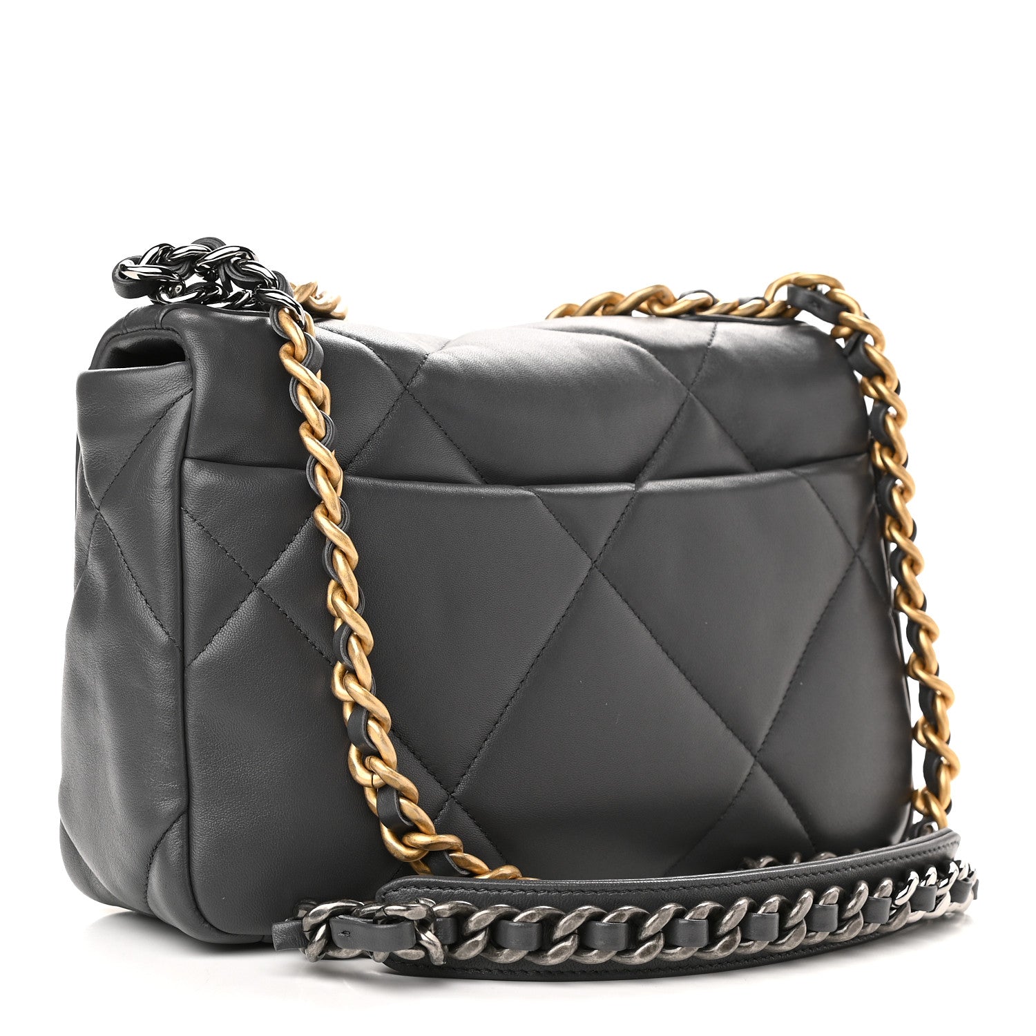Chanel Lambskin Quilted Medium Chanel 19 Flap Dark Grey 3 of 9